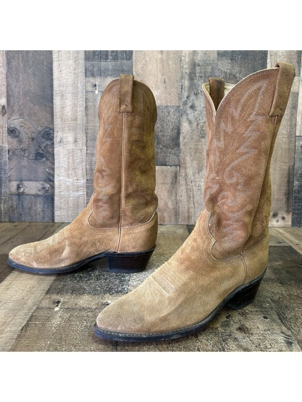 Dan Post Vintage Suede Roughout Western Cowboy Boots Mens 8.5 EE